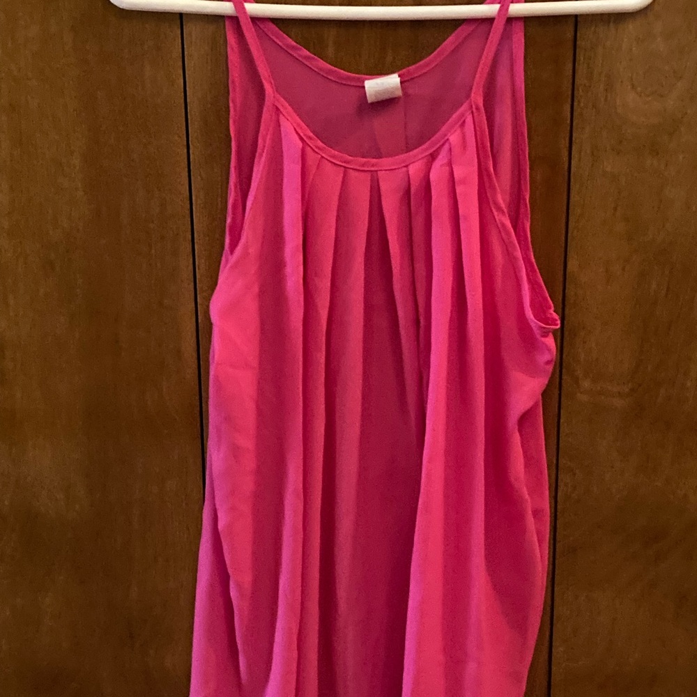 Bright pink top with spaghetti straps